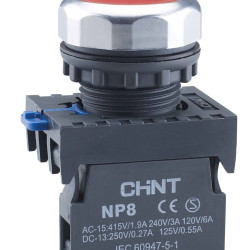 Кнопка Chint NP8-10BN 1NO червона IP65 (667233)