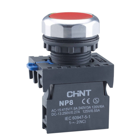 Кнопка Chint NP8-10BN 1NO червона IP65 (667233)