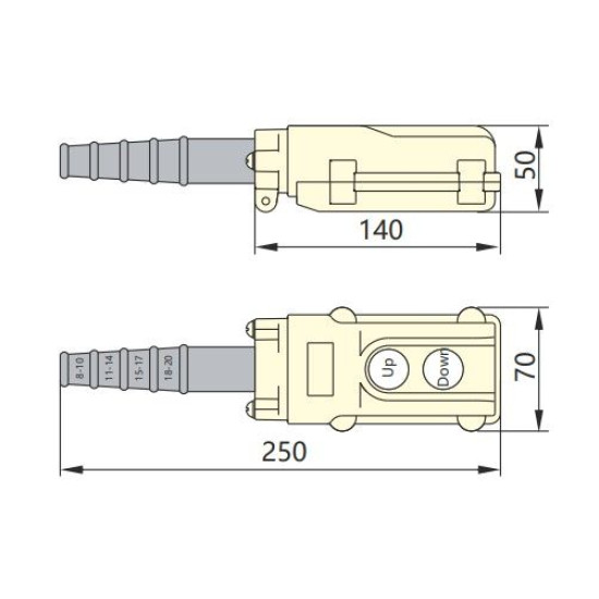 Тельферний пост Chint NP3-1 на 2 кнопки IP65 (586051)