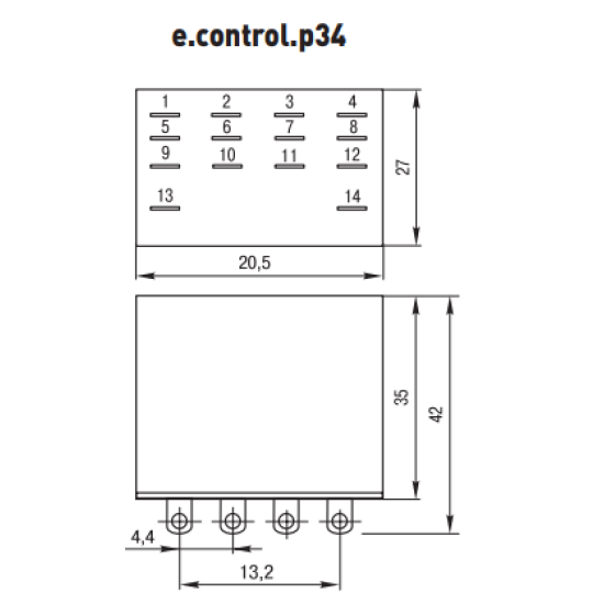 Роз'єм модульний E.Next e.control.p34s 3А на 4 групи контактів