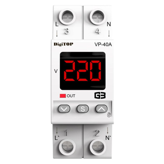 Реле напруги DigiTOP VP-40A M2R (червоний індикатор)
