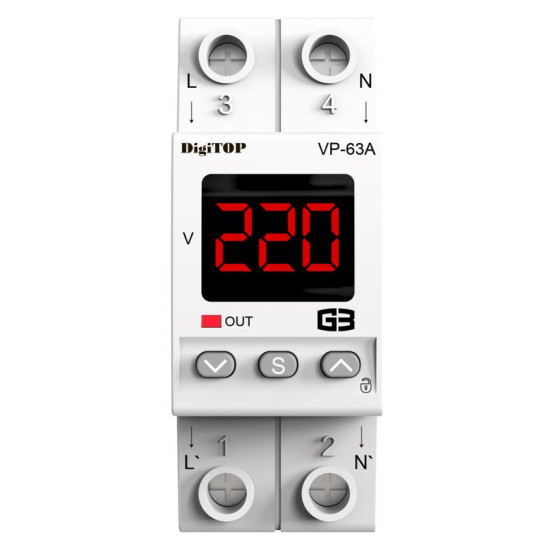 Реле напруги DigiTOP VP-63A M2R (червоний індикатор)