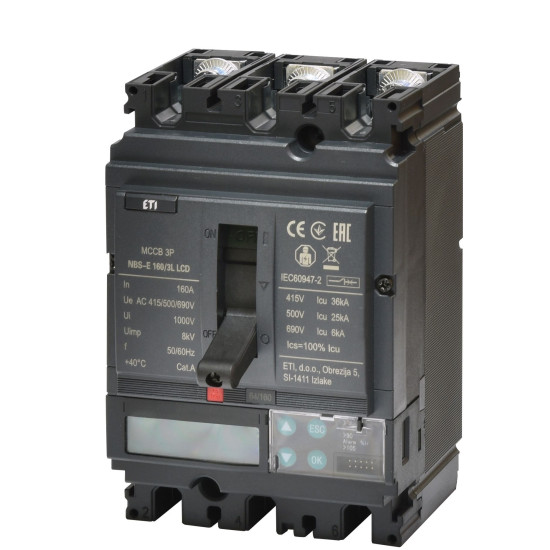 Автоматический выключатель ETI NBS-E 100/3L LCD 100A 36кА 3P (4673047)