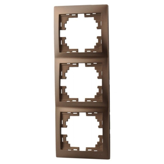 Рамка 3-місна вертикальна світло-коричнева, Mira, Lezard