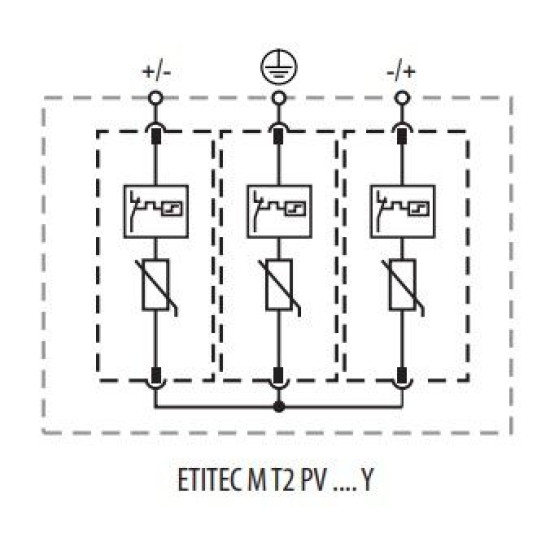 Обмежувач перенапруги ETITEC M T2 PV 250/20 Y для PV систем (2440732)