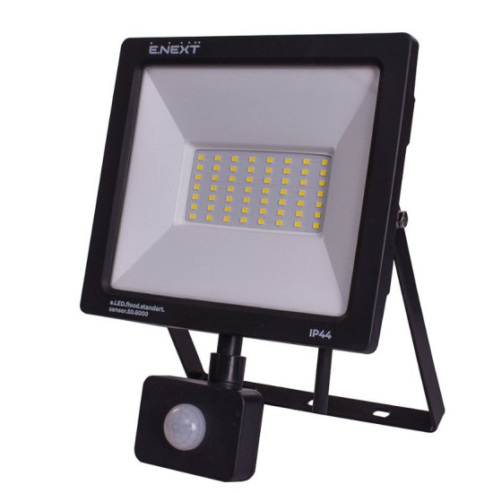 Світлодіодний прожектор E.Next e.LED.flood.stand.sensor.50.6000 50Вт 6000К з датчиком руху