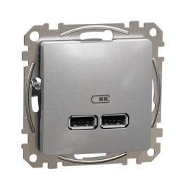 USB розетка Schneider Electric Sedna Design & Elements A+A 2,1A алюміній SDD113401