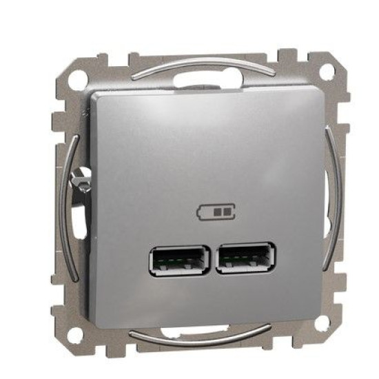 USB розетка Schneider Electric Sedna Design & Elements A+A 2,1A алюміній SDD113401
