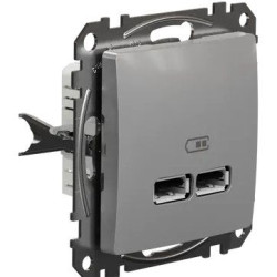 USB розетка Schneider Electric Sedna Design & Elements A+A 2,1A алюміній SDD113401