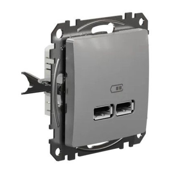 USB розетка Schneider Electric Sedna Design & Elements A+A 2,1A алюміній SDD113401