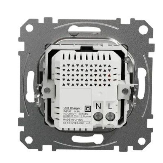USB розетка Schneider Electric Sedna Design & Elements A+A 2,1A алюміній SDD113401