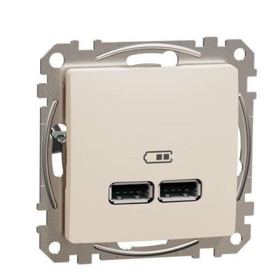USB розетка Schneider Electric Sedna Design & Elements A+A 2,1A бежева SDD112401