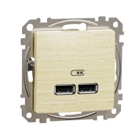 USB розетка Schneider Electric Sedna Design & Elements A+A 2,1A береза SDD180401