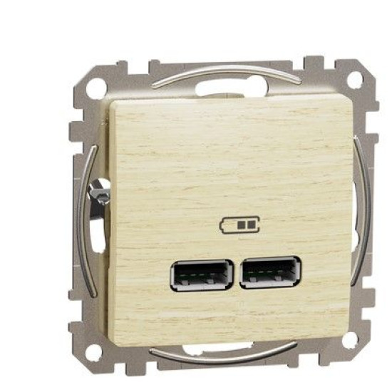 USB розетка Schneider Electric Sedna Design & Elements A+A 2,1A береза SDD180401