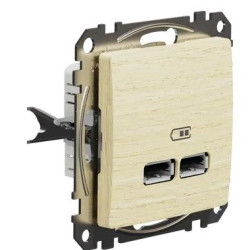 USB розетка Schneider Electric Sedna Design & Elements A+A 2,1A береза SDD180401