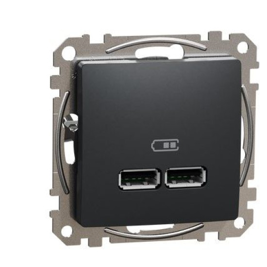 USB розетка Schneider Electric Sedna Design & Elements A+A 2,1A чорна SDD114401
