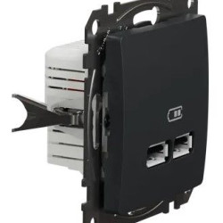 USB розетка Schneider Electric Sedna Design & Elements A+A 2,1A чорна SDD114401