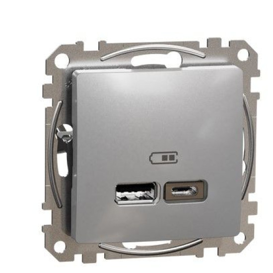 USB-розетка Schneider Electric Sedna Design & Elements A+C 2,4A алюміній SDD113402