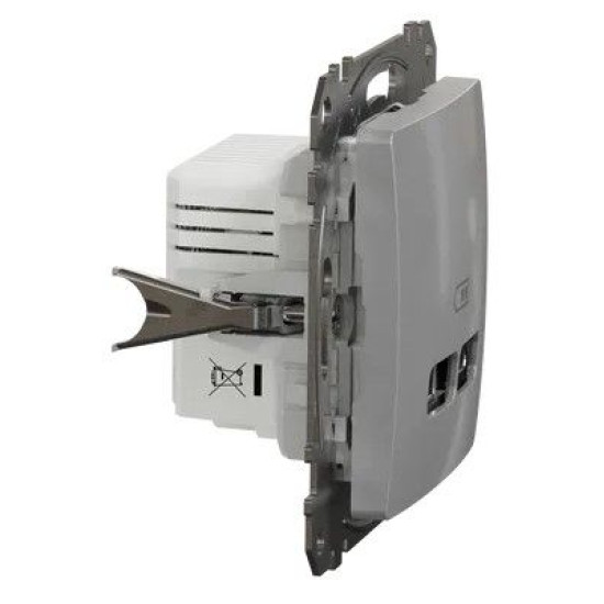USB-розетка Schneider Electric Sedna Design & Elements A+C 2,4A алюміній SDD113402