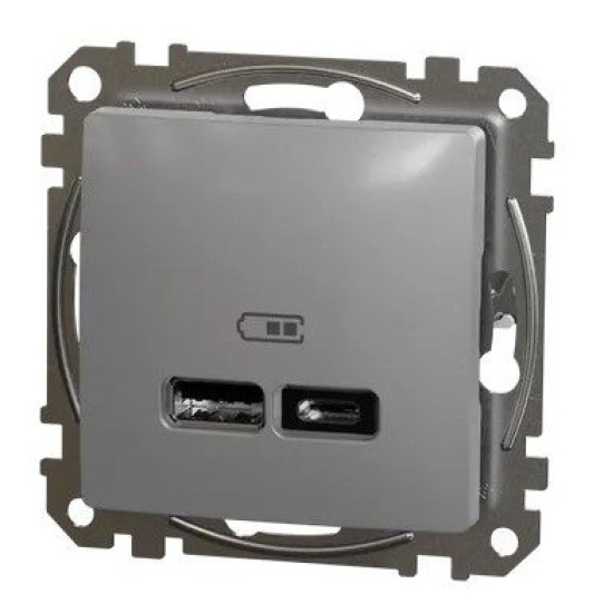 USB-розетка Schneider Electric Sedna Design & Elements A+C 2,4A алюміній SDD113402