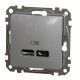 USB-розетка Schneider Electric Sedna Design & Elements A+C 2,4A алюміній SDD113402