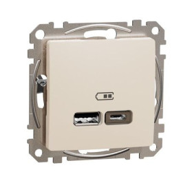 USB-розетка Schneider Electric Sedna Design & Elements A+C 2,4A бежева SDD112402