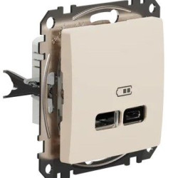 USB-розетка Schneider Electric Sedna Design & Elements A+C 2,4A бежева SDD112402