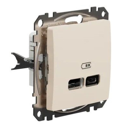USB-розетка Schneider Electric Sedna Design & Elements A+C 2,4A бежева SDD112402