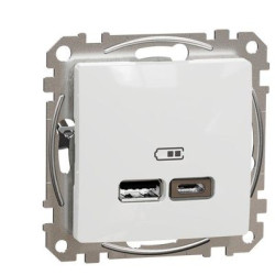USB-розетка Schneider Electric Sedna Design & Elements A+C 2,4A біла SDD111402