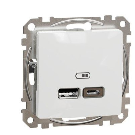 USB-розетка Schneider Electric Sedna Design & Elements A+C 2,4A біла SDD111402