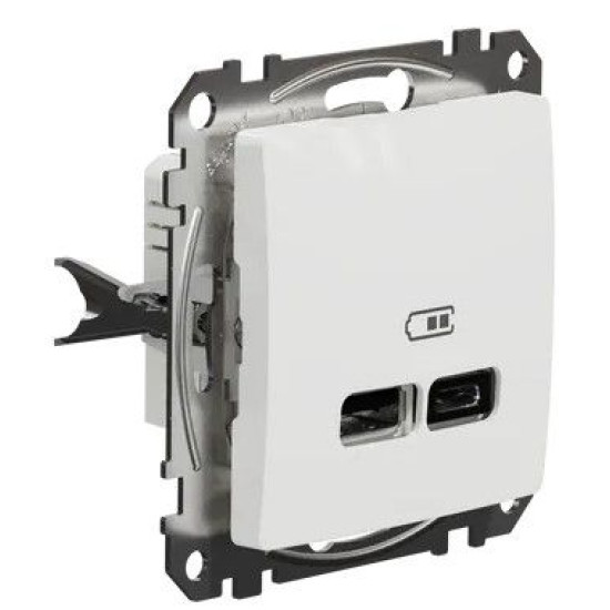 USB-розетка Schneider Electric Sedna Design & Elements A+C 2,4A біла SDD111402