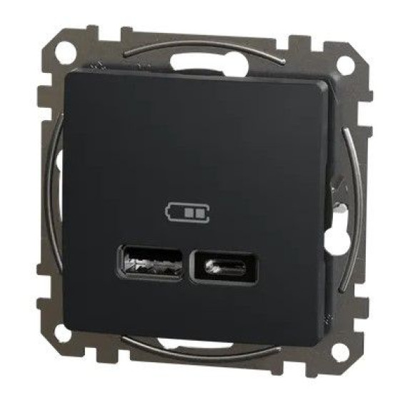 USB-розетка Schneider Electric Sedna Design & Elements A+C 2,4A чорна SDD114402