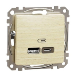 USB-розетка Schneider Electric Sedna Design & Elements А+С 2,4А береза SDD180402