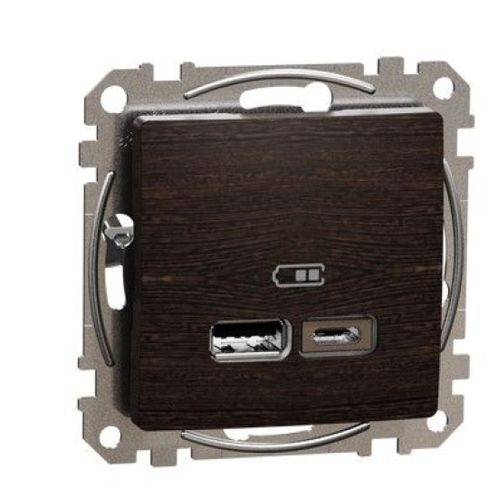 USB-розетка Schneider Electric Sedna Design & Elements А+С 2,4А венге SDD181402