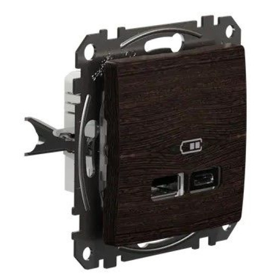 USB-розетка Schneider Electric Sedna Design & Elements А+С 2,4А венге SDD181402