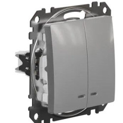 Двоклавішний вимикач Schneider Electric Sedna Design & Elements з підсвіткою алюміній SDD113105L