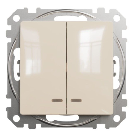 Двоклавішний вимикач Schneider Electric Sedna Design & Elements з підсвіткою бежевий SDD112105L