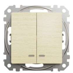 Двоклавішний вимикач Schneider Electric Sedna Design & Elements з підсвіткою береза SDD180105L