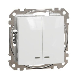 Двоклавішний вимикач Schneider Electric Sedna Design & Elements з підсвіткою білий SDD111105L