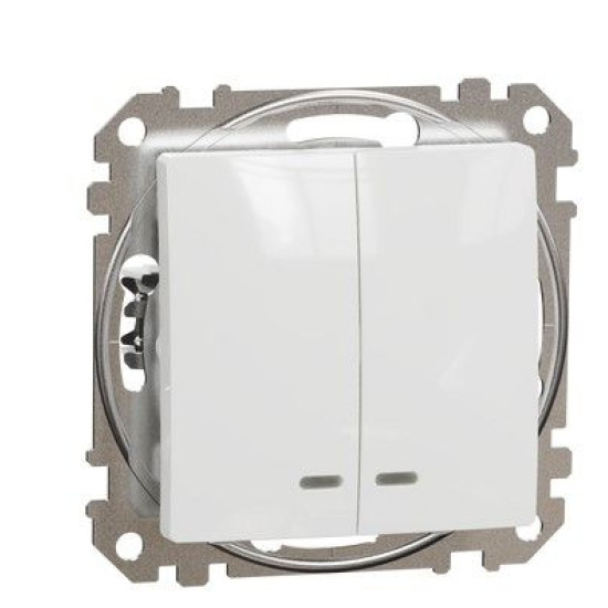 Двоклавішний вимикач Schneider Electric Sedna Design & Elements з підсвіткою білий SDD111105L