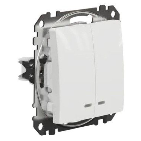 Двоклавішний вимикач Schneider Electric Sedna Design & Elements з підсвіткою білий SDD111105L