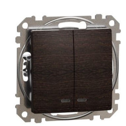 Двоклавішний вимикач Schneider Electric Sedna Design & Elements з підсвіткою венге SDD181105L