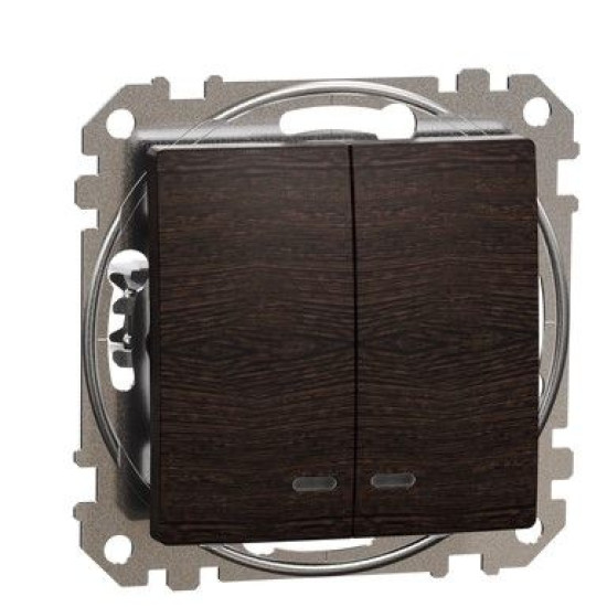 Двоклавішний вимикач Schneider Electric Sedna Design & Elements з підсвіткою венге SDD181105L