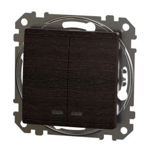 Двоклавішний вимикач Schneider Electric Sedna Design & Elements з підсвіткою венге SDD181105L