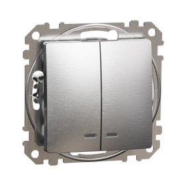 Двоклавішний вимикач Schneider Electric Sedna Design & Elements з підсвіткою матовий алюміній SDD170105L