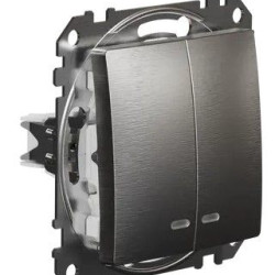 Двоклавішний вимикач Schneider Electric Sedna Design & Elements з підсвіткою матовий алюміній SDD170105L
