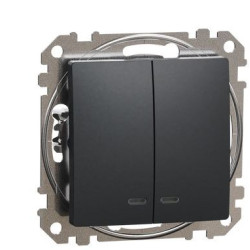Двоклавішний вимикач Schneider Electric Sedna Design & Elements з підсвіткою чорний SDD114105L