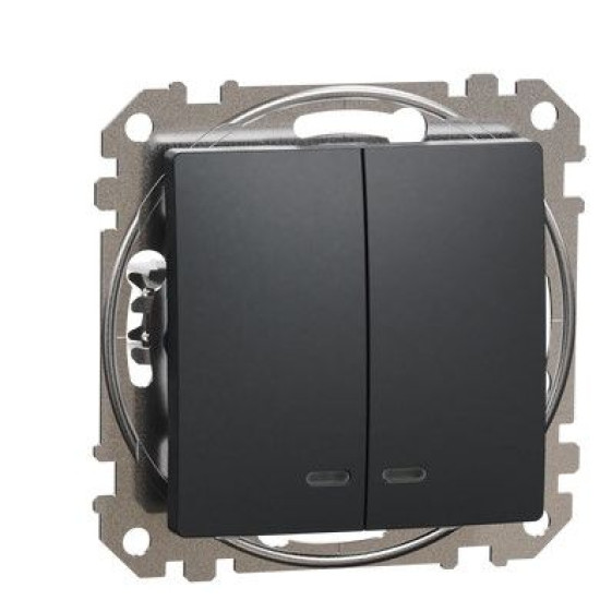 Двоклавішний вимикач Schneider Electric Sedna Design & Elements з підсвіткою чорний SDD114105L