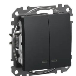 Двоклавішний вимикач Schneider Electric Sedna Design & Elements з підсвіткою чорний SDD114105L