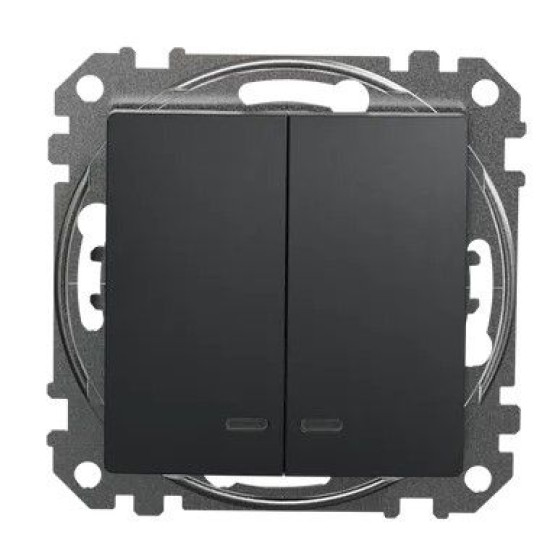 Двоклавішний вимикач Schneider Electric Sedna Design & Elements з підсвіткою чорний SDD114105L